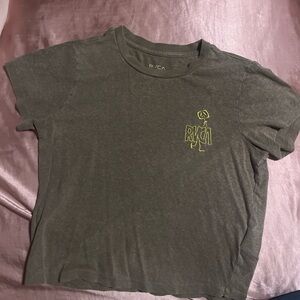 RVCA Dark Olive Tee with Yellow Logo